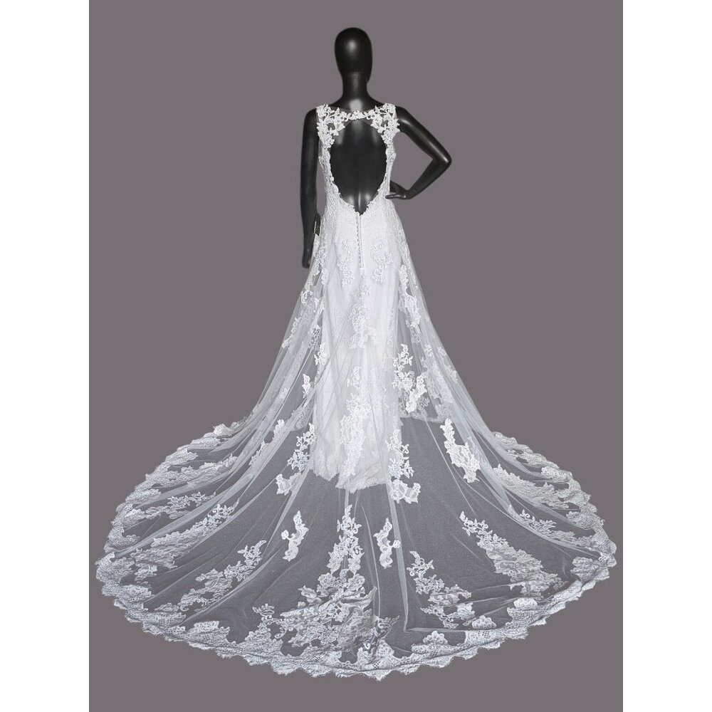 White Lace Illusion Bodice Open Back Wedding Gown - Morilee Madeline Gardner - Picture 5 of 12